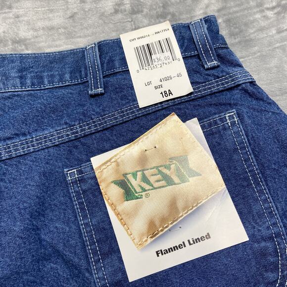 New Vintage Key Flannel Lined Jeans Women’s Size 18A Blue Denim - Picture 8 of 12